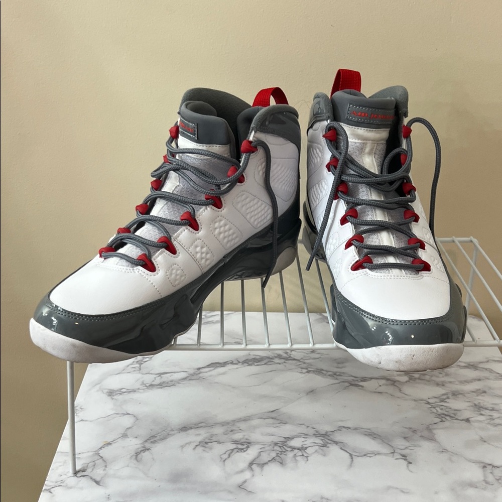 Jordan Athletic Shoes White and Gray with Red Accents